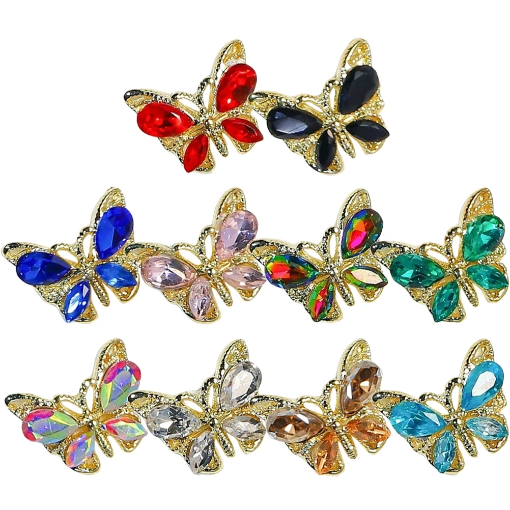 

10Pcs Mixed Color Crystal Butterfly Zircon 3D Nail Art Accessories Lightweight Manicure Decorations