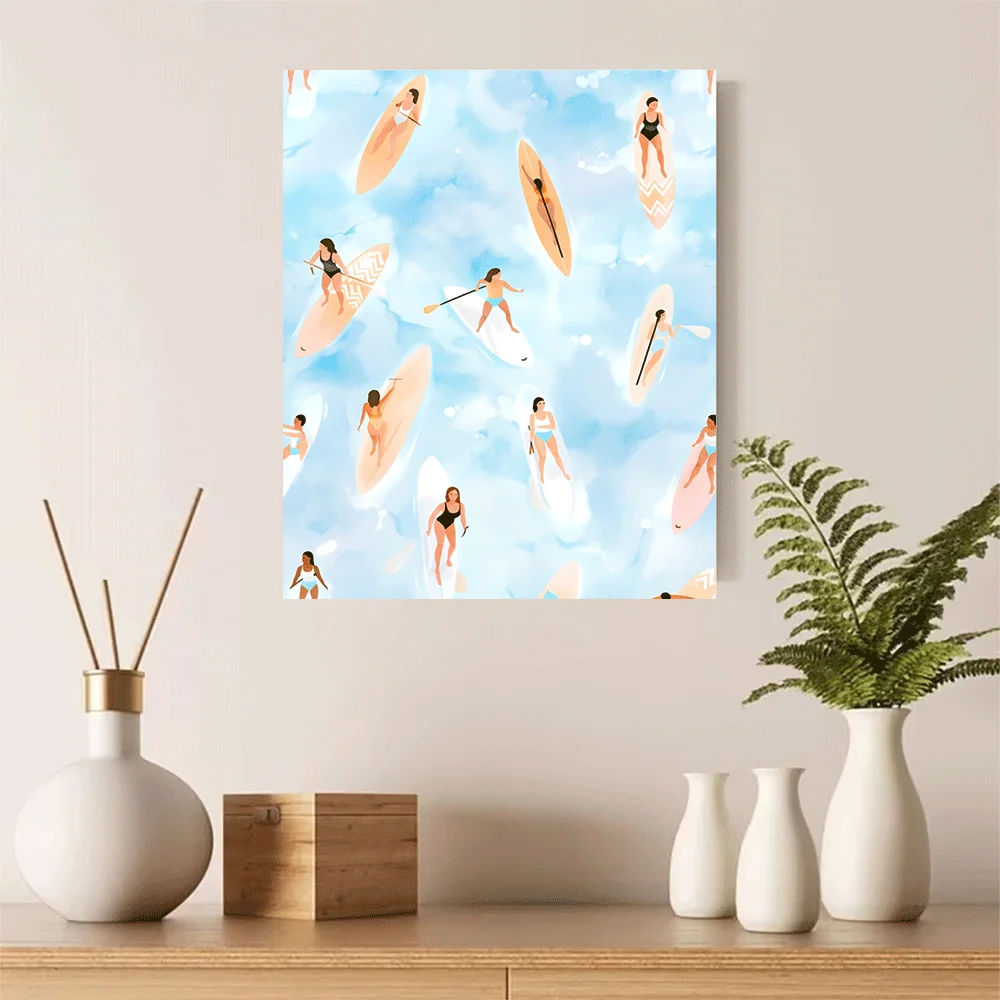 1PC-Canvas poster Unframed  Summer Surf Girls Beach Vibes Art Print  summer