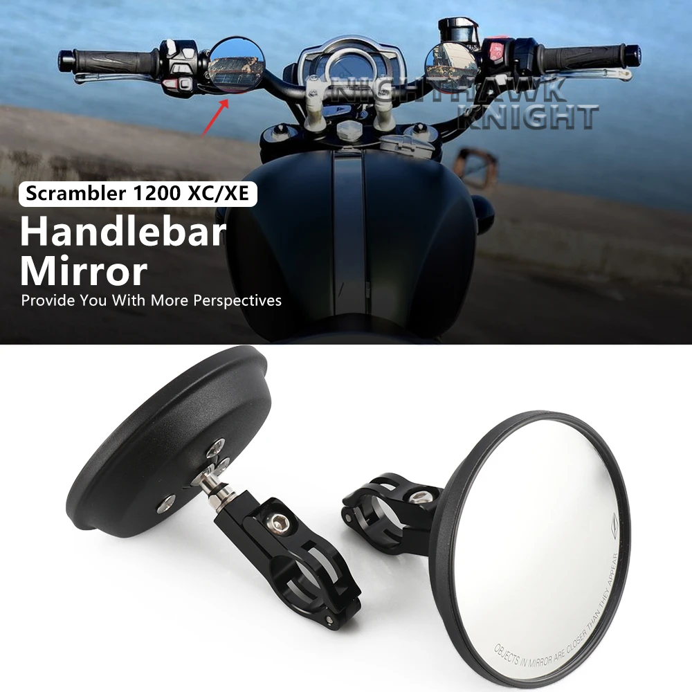 For scrambler 1200 Scrambler1200 XE 1200XC Motorcycle Handlebar Mirrors Circular Mirror Wide Angle Adjustable Blind Spot Mirror