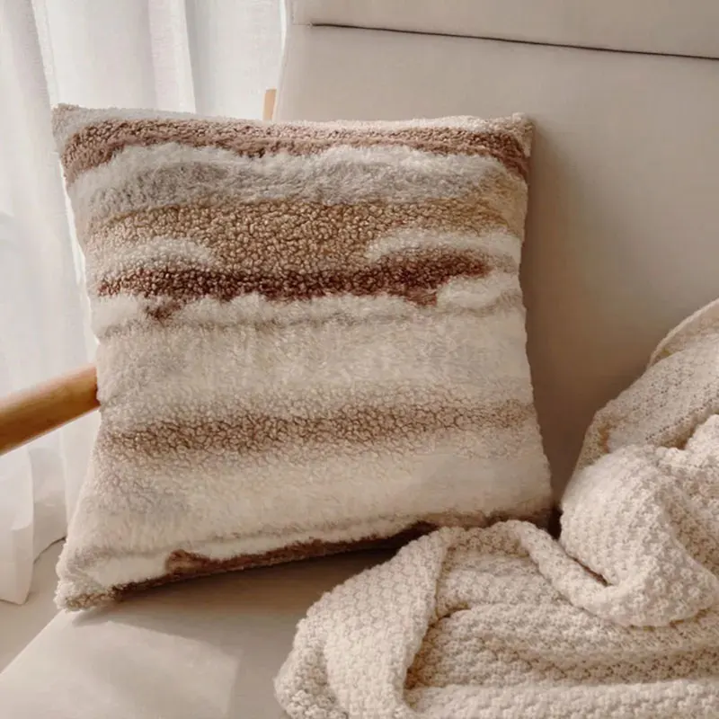 

Double Sided Plush Cushion Cover Ins Nordic Irregular Decorative Pillowcase for Sofa Home Decor Living Room Pillow Cover Retro