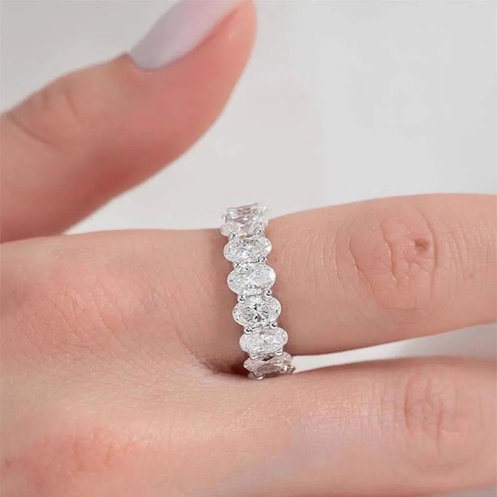 LUXURY Eternity band Ring ﻿Lab Grown Diamond Ring Solid14K Gold Oval Cut Diamond CVD HPHT DEF VS each 0.2ct -0.5ct