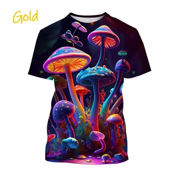 

New Fashion Summer Hot Sale Mushroom Funny 3D PrintedT-shirt Men Women Cartoon Casual Short-sleeve T-shirt Kid Cute Tees Tops