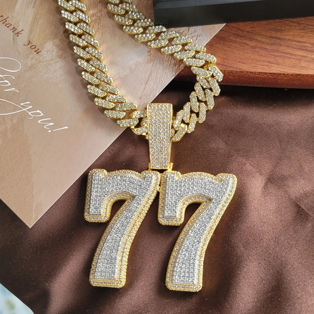 ICEC Custom Zirconia Number/Letter Luxury Pendant Trendy Hiphop Jewelry Luxurious Necklace 5A+ CZ Stones Personalized Accessory