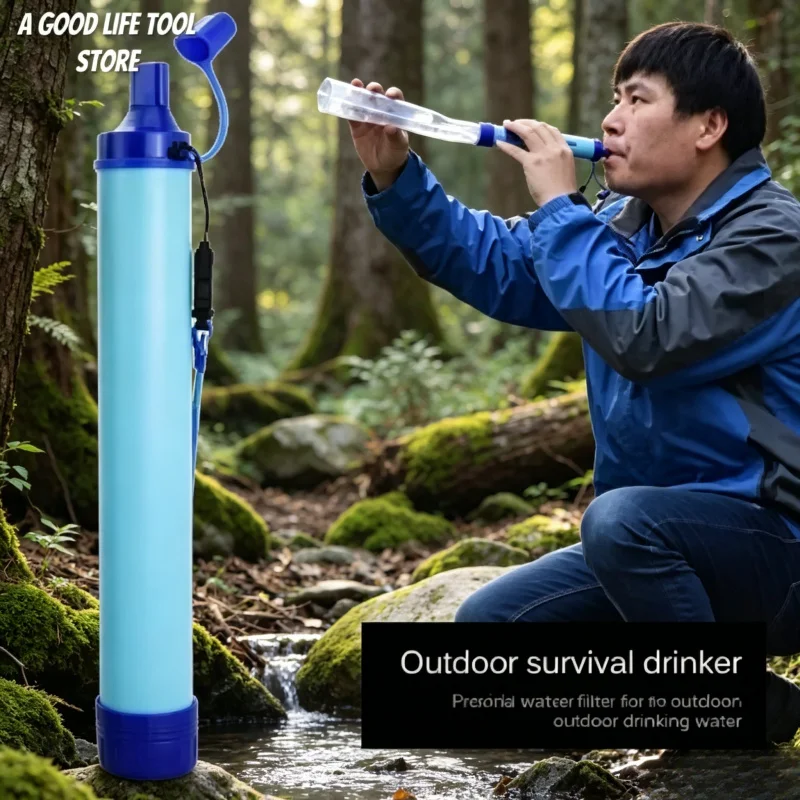 

Portable Outdoor Emergency Water Purifier Straw Mini Survival Water Filter Filtration Tool for Camping Hiking Wild Adventure