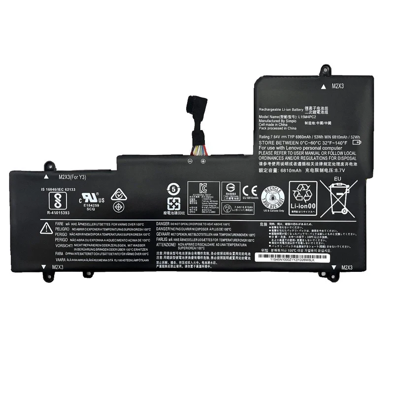 

7.64V 53Wh L15M4PC2 L15L4PC2 Laptop Battery for Lenovo YOGA 710-14ISK 710-14IKB 710-15ISK 710-15IKB Series 5B10K90778 5B10K90802