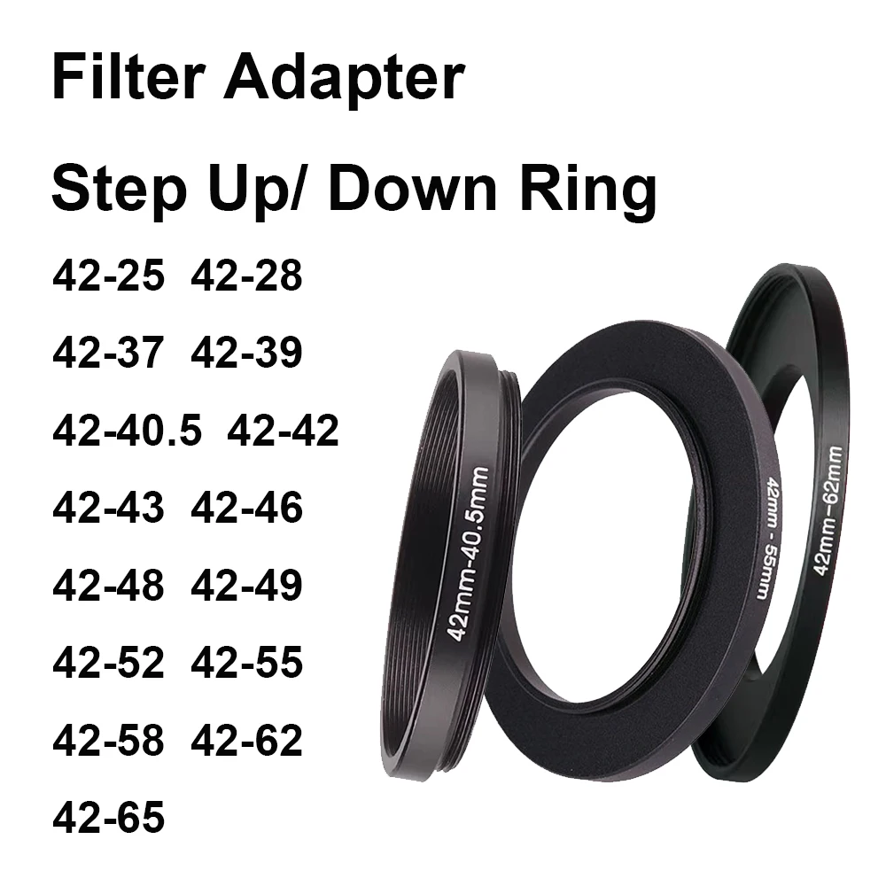 حلقة مهايئ مرشح عدسة الكاميرا حلقة معدنية لعدسة 42 مم - 25 37 39 40.5 43 46 49 52 55 58 62 مم غطاء عدسة UV ND CPL