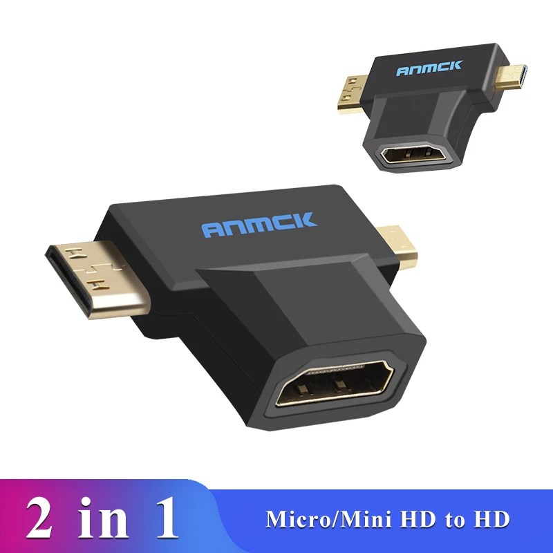 

Anmck Micro & Mini Male HD к HD Стандартный Fmale адаптер 2 в 1 HDMI-совместим с A к C/D для камеры планшета latop или компьютера