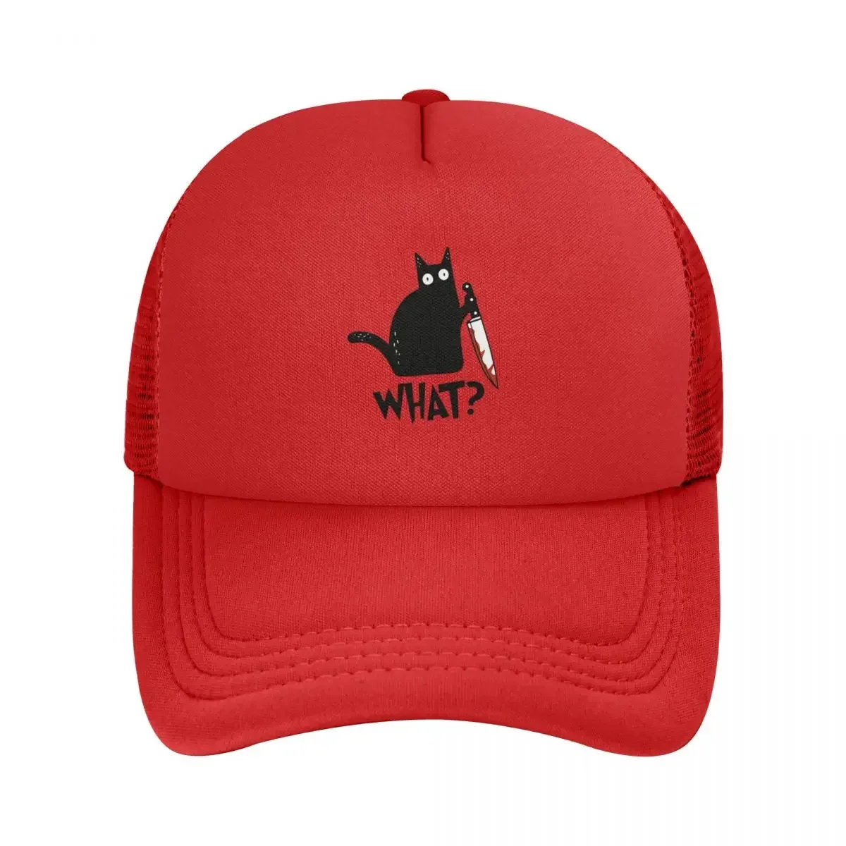 

Cat What Murderous Black Cat With Knife Gift Premium Mesh Baseball Caps Snapback Baseball Hats Casquette For Men's And Women's