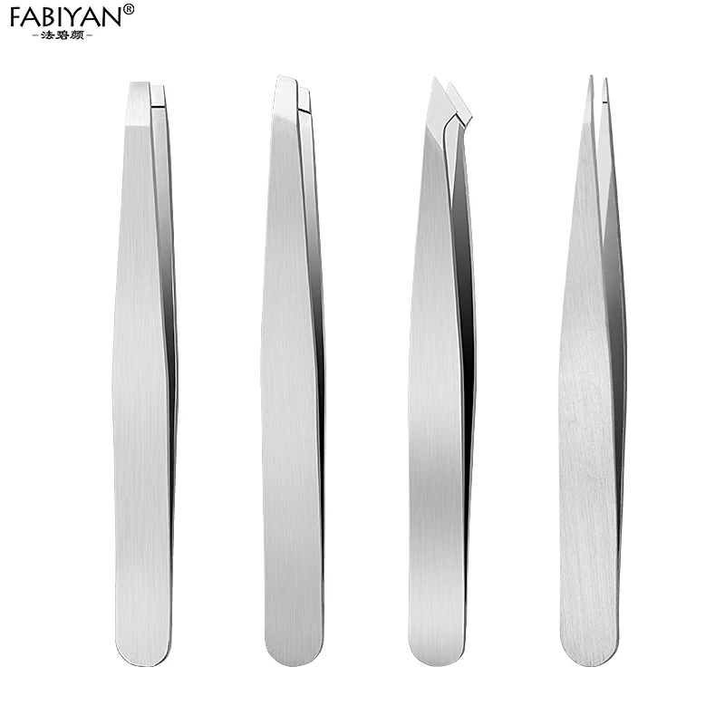 Eyebrow Tweezers Stainless Steel Flat Tip Clips Face Hair Removal Makeup Tools