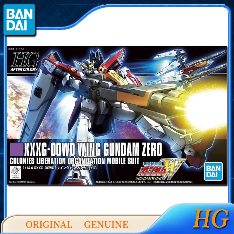 Bandai-Figuras originais do anime genuíno para crianças, WING Gundam ZERO, brinquedos para meninos e meninas, ornamentos modelo colecionáveis, HG XXXG-00W0