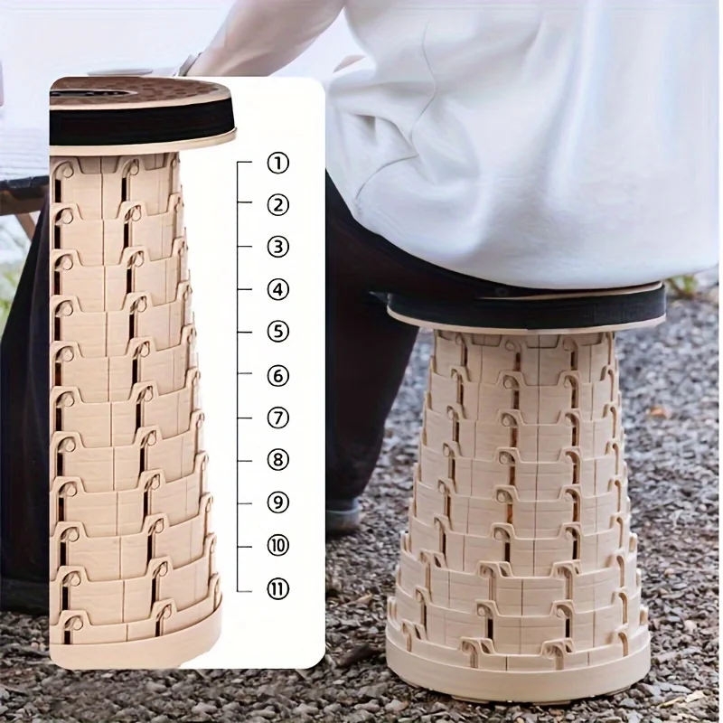 Plastic Folding Stool, Folding Stool With PVC Plastic Cushion, 11-layer Portable Folding Stool, Carrying Capacity Of 2.58 LB, Su