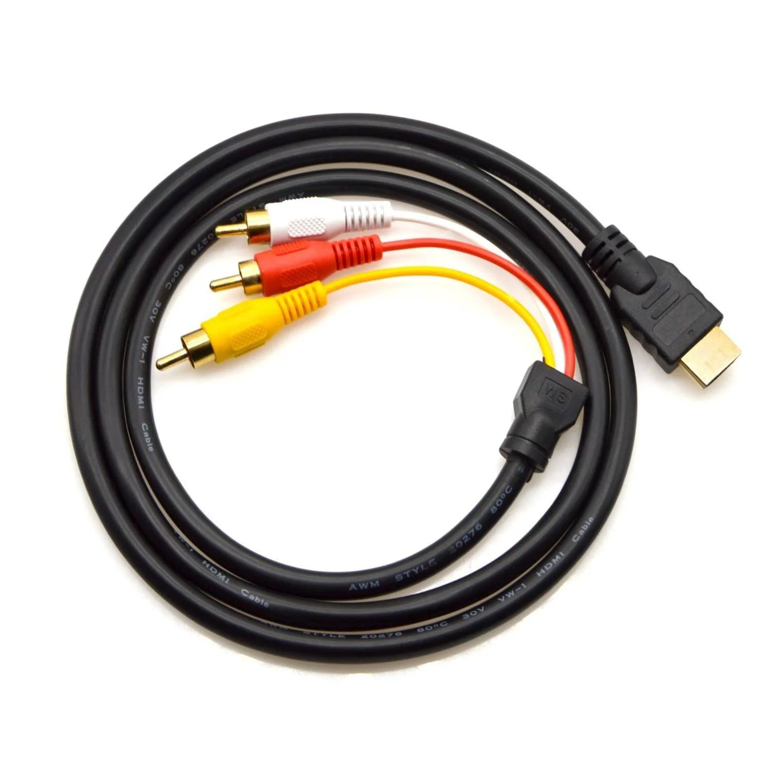 1.5M 1080P Component HD Audio Video HDTV Male to 3 RCA AV Cable for HDMI Set-Top Box TV