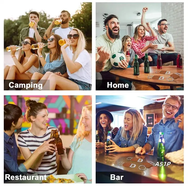 

36 Pcs Dye Sublimation PU Leather Keychain With Steel Beer Bottle Opener For Gifts