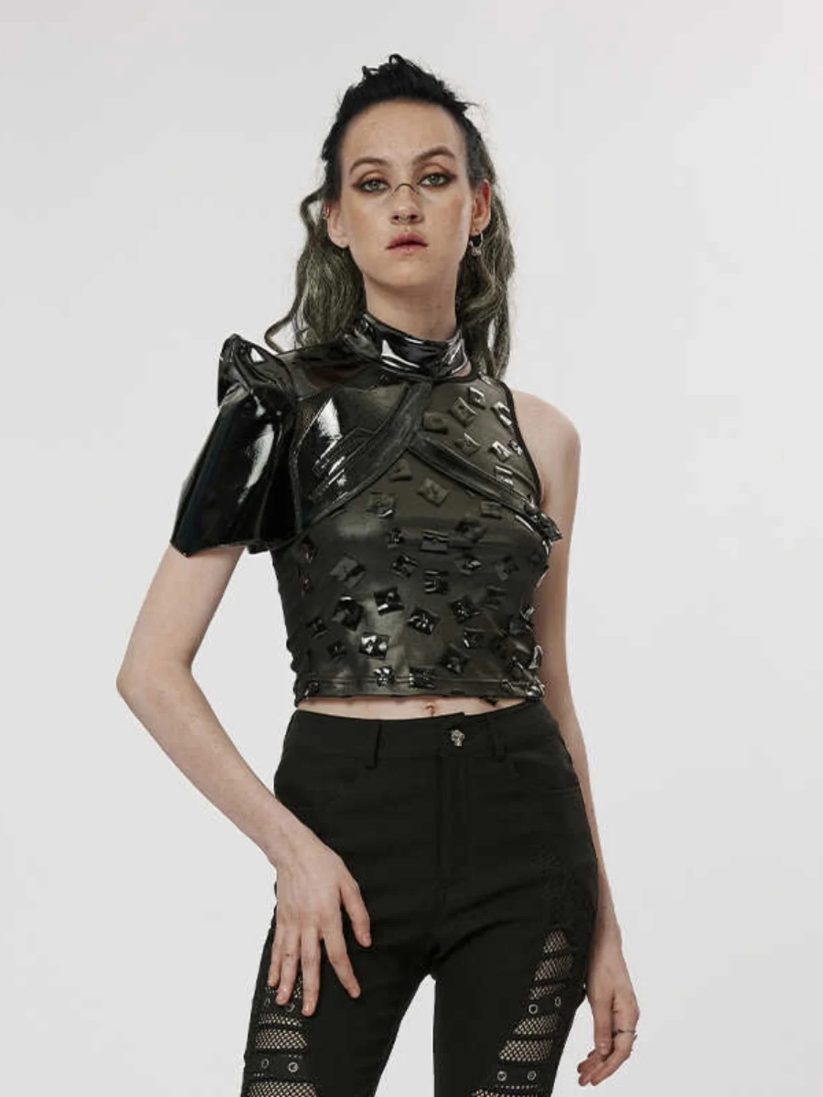 

PUNK RAVE Cyber Punk Short Shoulder Jacket Women's Fashionable Armor Personality Small Cannon Trendy Summer New Arrival