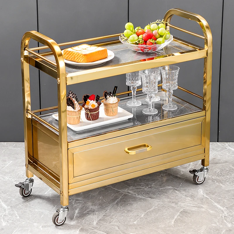 Stainless Steel Utility Cart Restaurant Bar and Hotel Dining Wine Cart Second-Hand Mobile Food Delivery Trolley