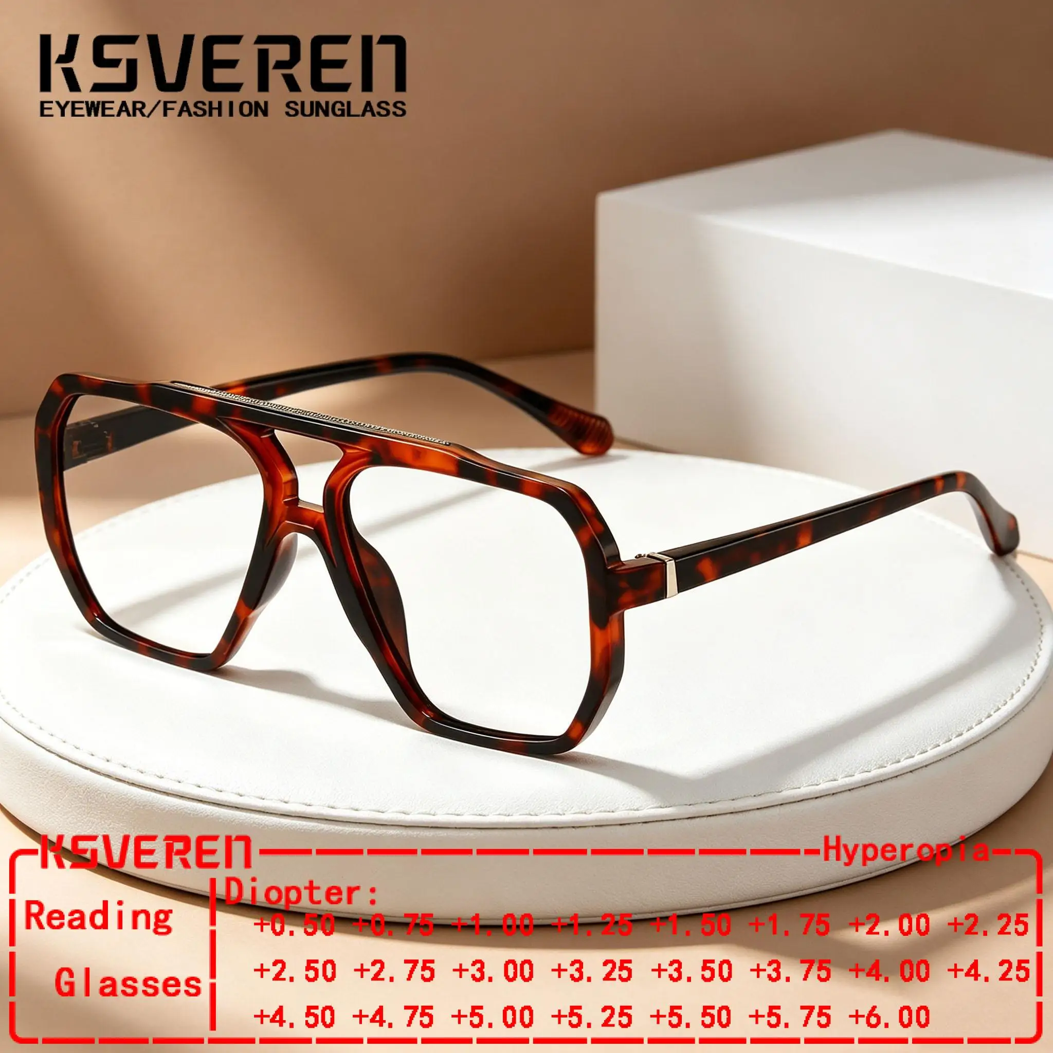 

Square Double Bridge Anti Blue Light Reading Glasses Men Women Optical Finished Presbyopic Eyewear Clear Prescription Lens