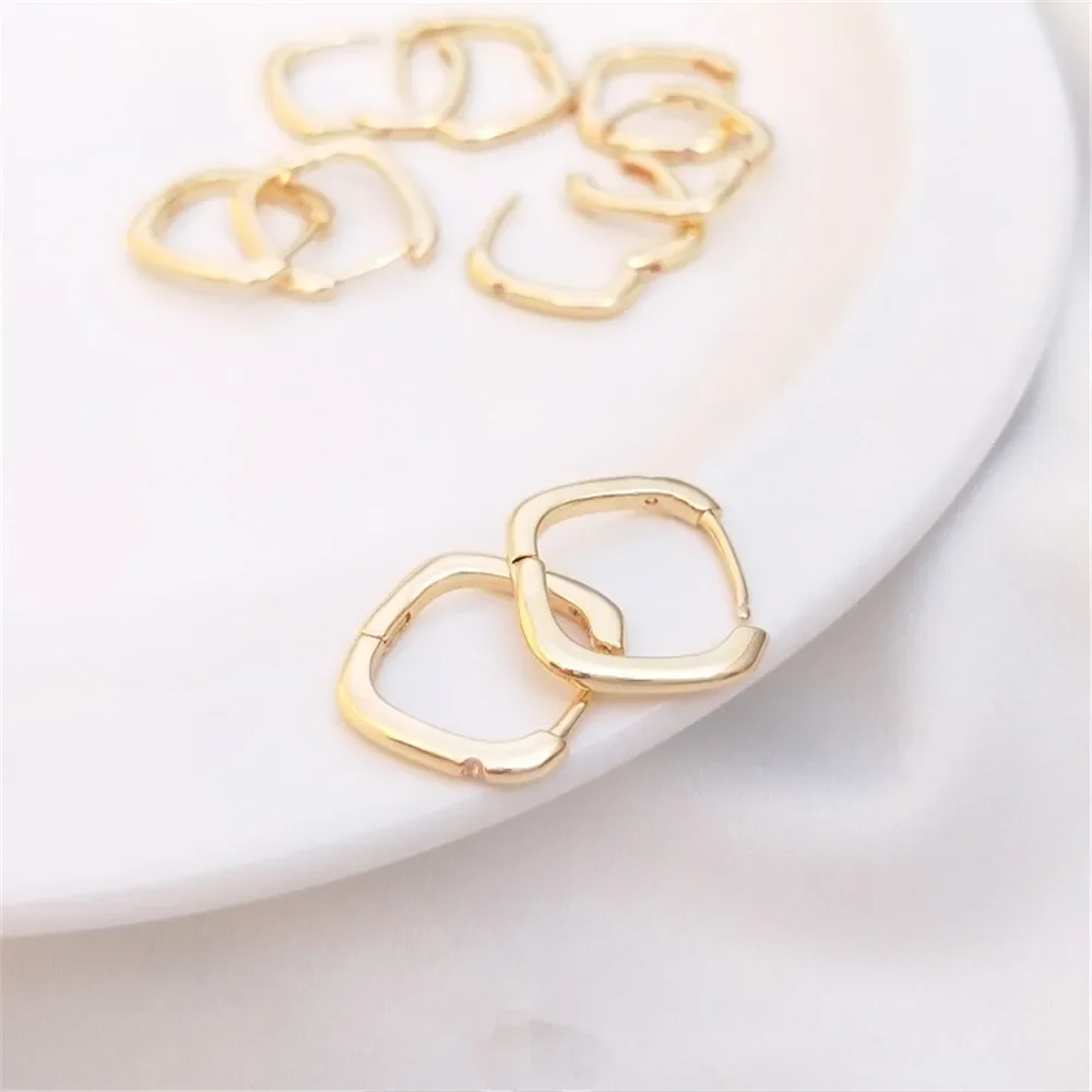 

14K Gold Plated Single zirconium square ring earrings with fashionable earrings, light luxury, simple earrings for niche