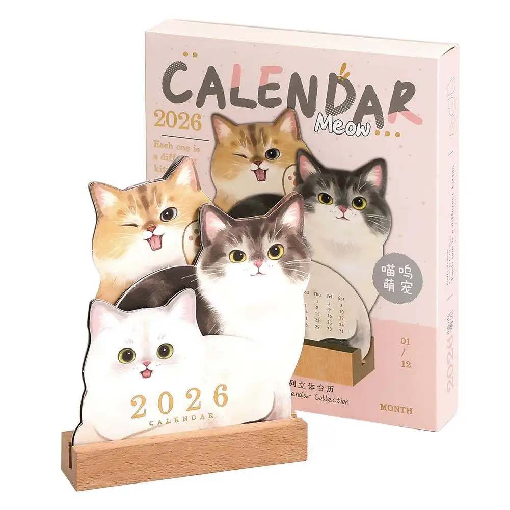 

2026 3D Cat Dog Series Desk Calendar,Multifunctional Desktop Planner Calendar Yearly Agenda Organizer For Home Office