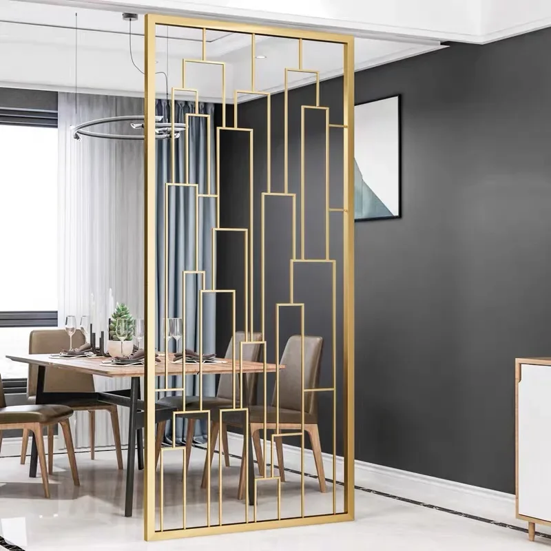 Customized Rose Gold Brushed Stainless Steel Frame Screen Partition and Divider