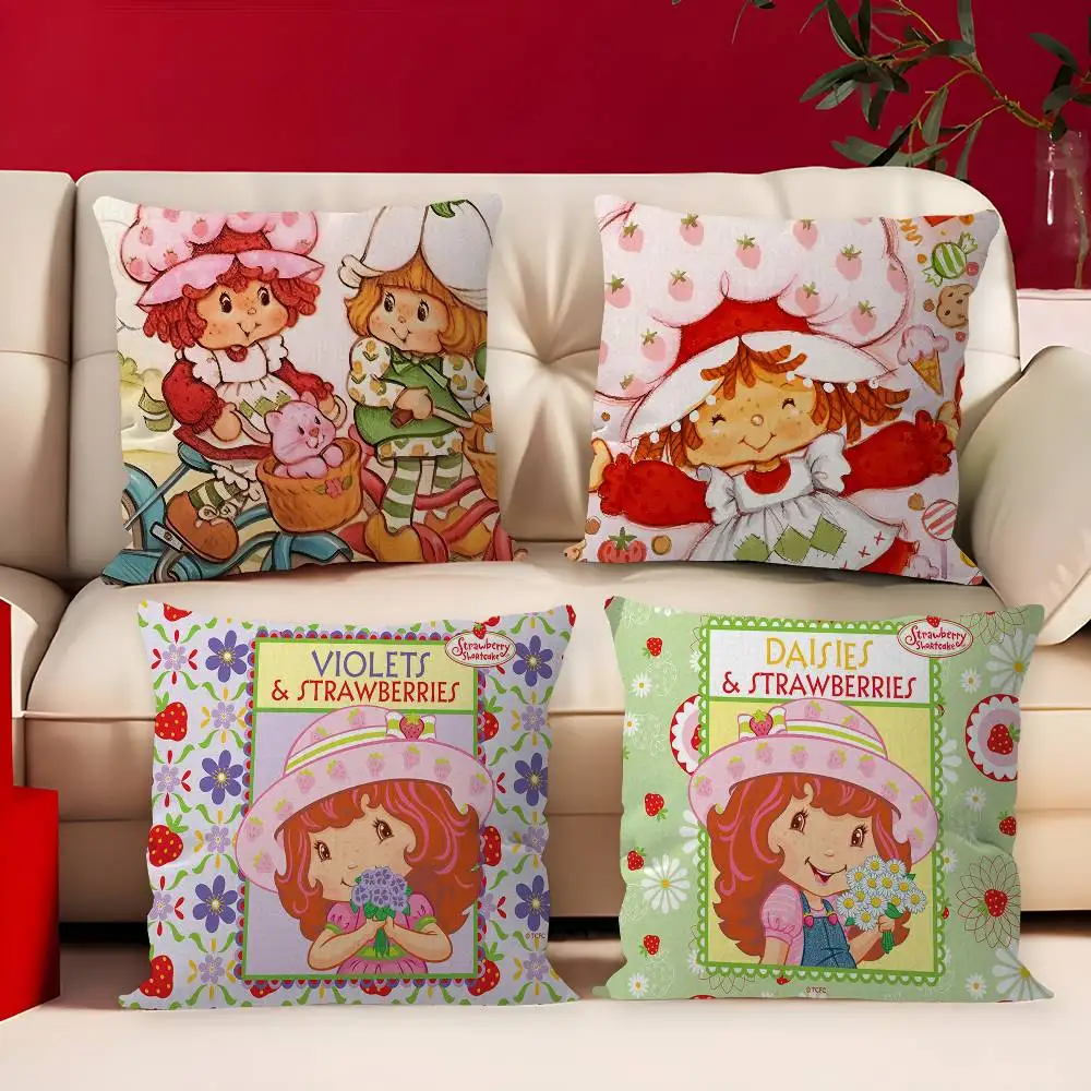 S-Strawberry-shortcakeS Girl Cushion Cover Pillow Cover Decor Pillowcase Printed Cushion Case for Couch