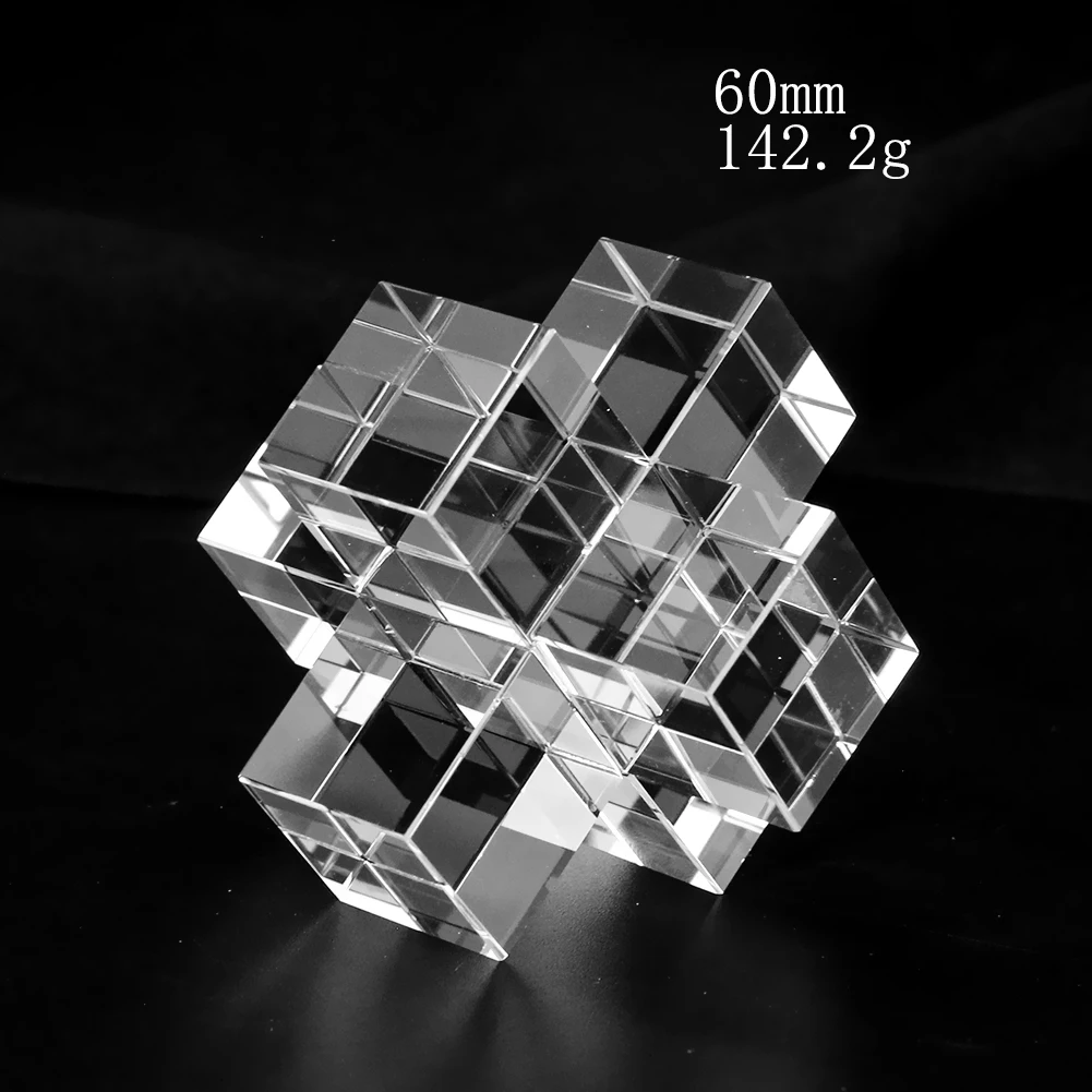 Stereoscopic Effect Clear Crystal Glass Cross Cube Sun Catcher Faceted Prism Sparkling Craft Ornament Streamer Paperweight Decor