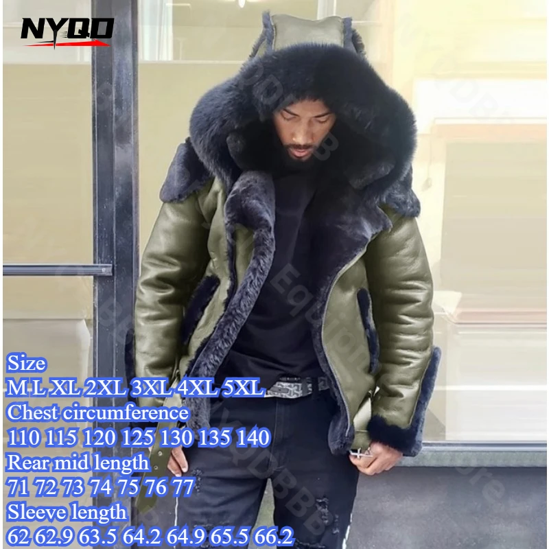 

Autumn and Winter Hot Zipper Jacket Men's Thick Velvet Motorcycle Coat Imitation Leather Jacket Artificial Leather W144