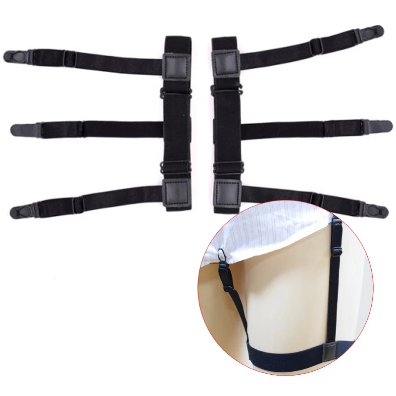 2Pcs/Set Mens Shirt Stays Elastic Leg Suspenders Plastic Non-slip Locking Clamps