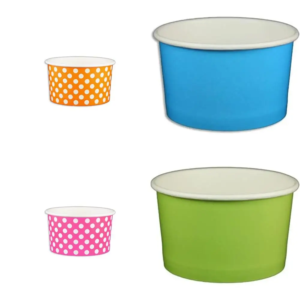 

1000 упаковок оранжевых чашек для йогурта в горошек на 5 унций