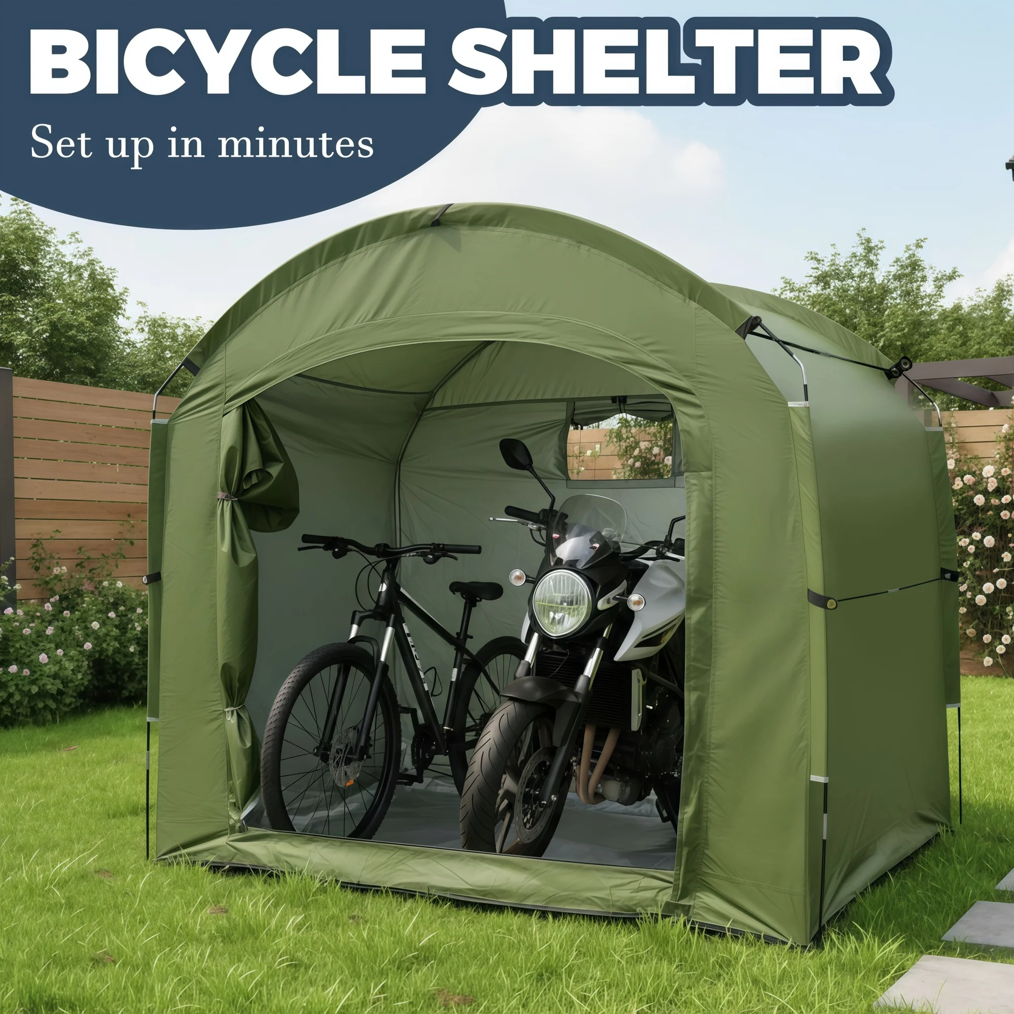 1 Pack Spacious Household Bike Storage Shed, Silver Lined Shelter for Bike Collectors, Lawn Garden Bicycle Storage Tent
