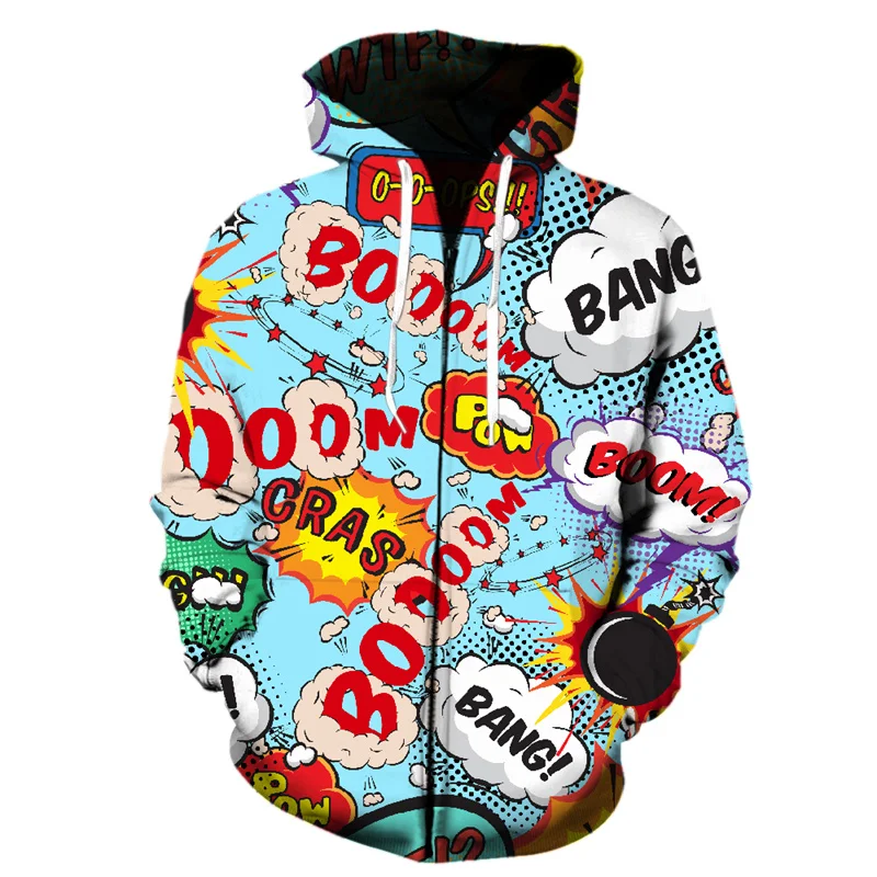 Manga Style 3D Print Cartoon Zipper Hoodie Men Spring Long Sleeve Harajuku Sweatshirts Jackets Tops Teens Streetwear Hoodies