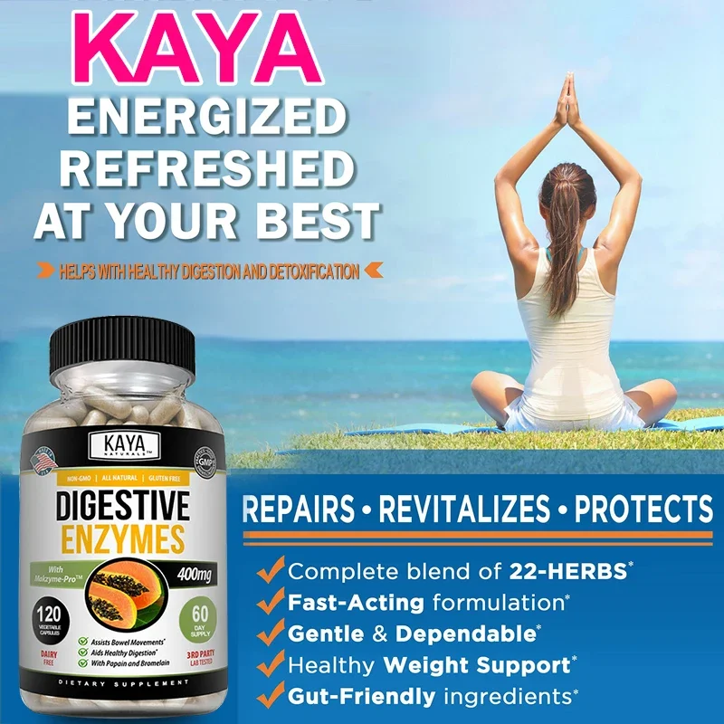 Digestive Enzymes - Papaya + Bromelain Healthy Digestion and Detoxification Relieve Constipation and Bloating Improve Immunity