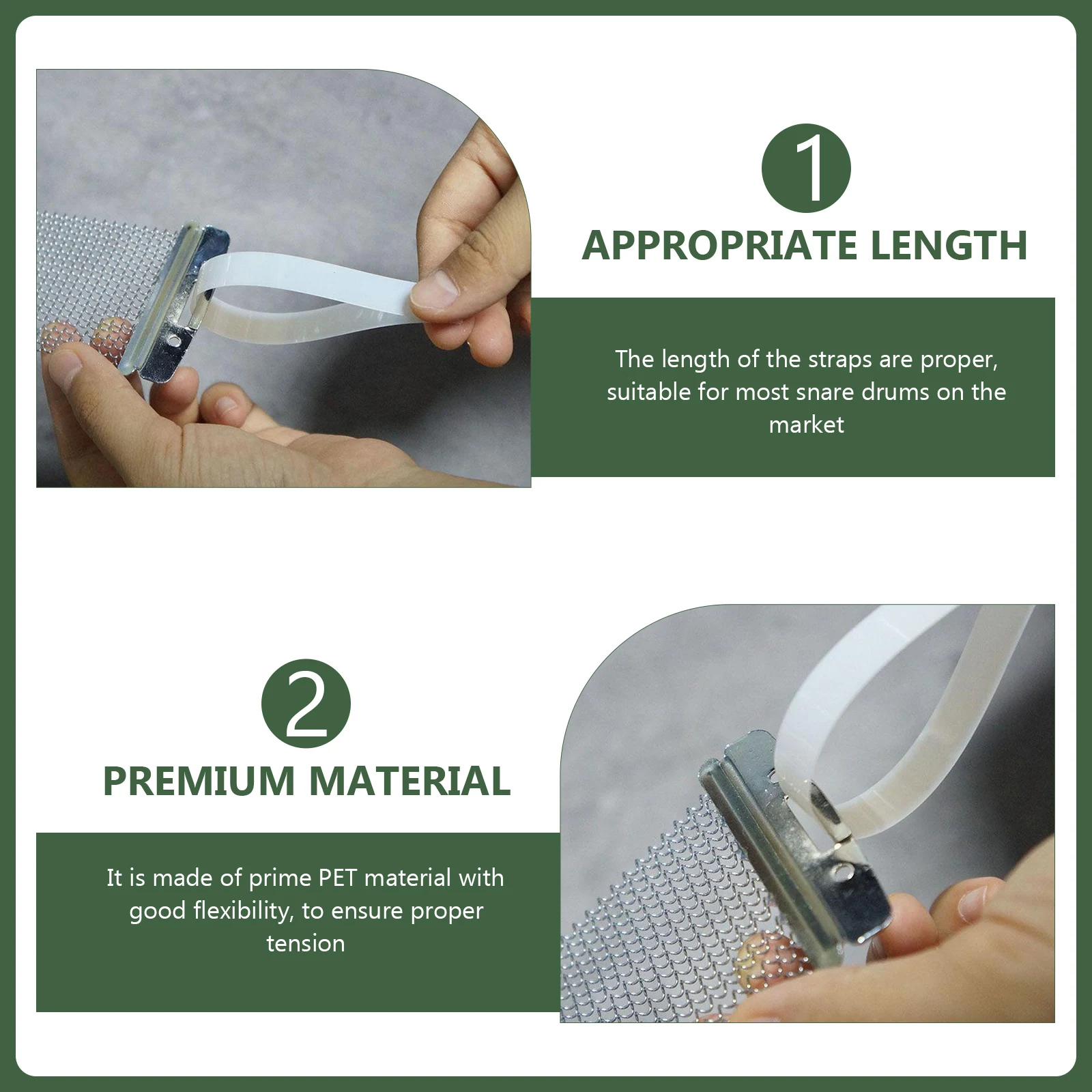 

6pcs Snare Drum Wire Mounting Straps Pet Material Flexible Reliable Fixing Tool Plastic Lattice Spring Steel Accessories