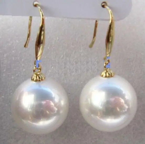 AAA 16mm Natural Australian South Sea White Shell Pearl Earrings