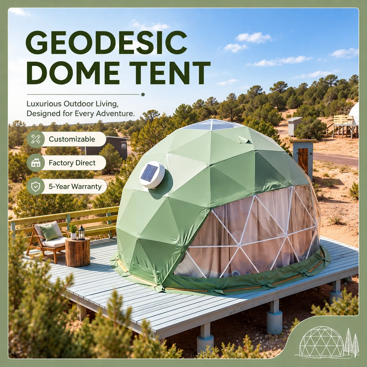Luxury Four Season Outdoor Hotel Glamping Dome Tent, PVC Fabric 1 Bedroom Dome House For Resort Camping