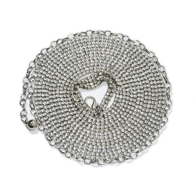 Double Row Shiny Crystal Wrap Around Belly Chain Long Adjustable Tail Body Belt Sleek Elegant Night Out Waist Accessories