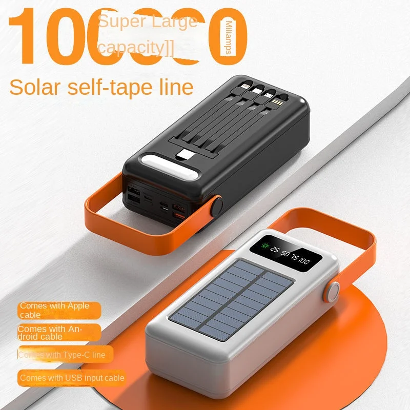  Outdoor Camping Power Bank 100000 MA Solar Large Capacity Mobile Power Cell Phone Lithium Iron Phosphate Battery