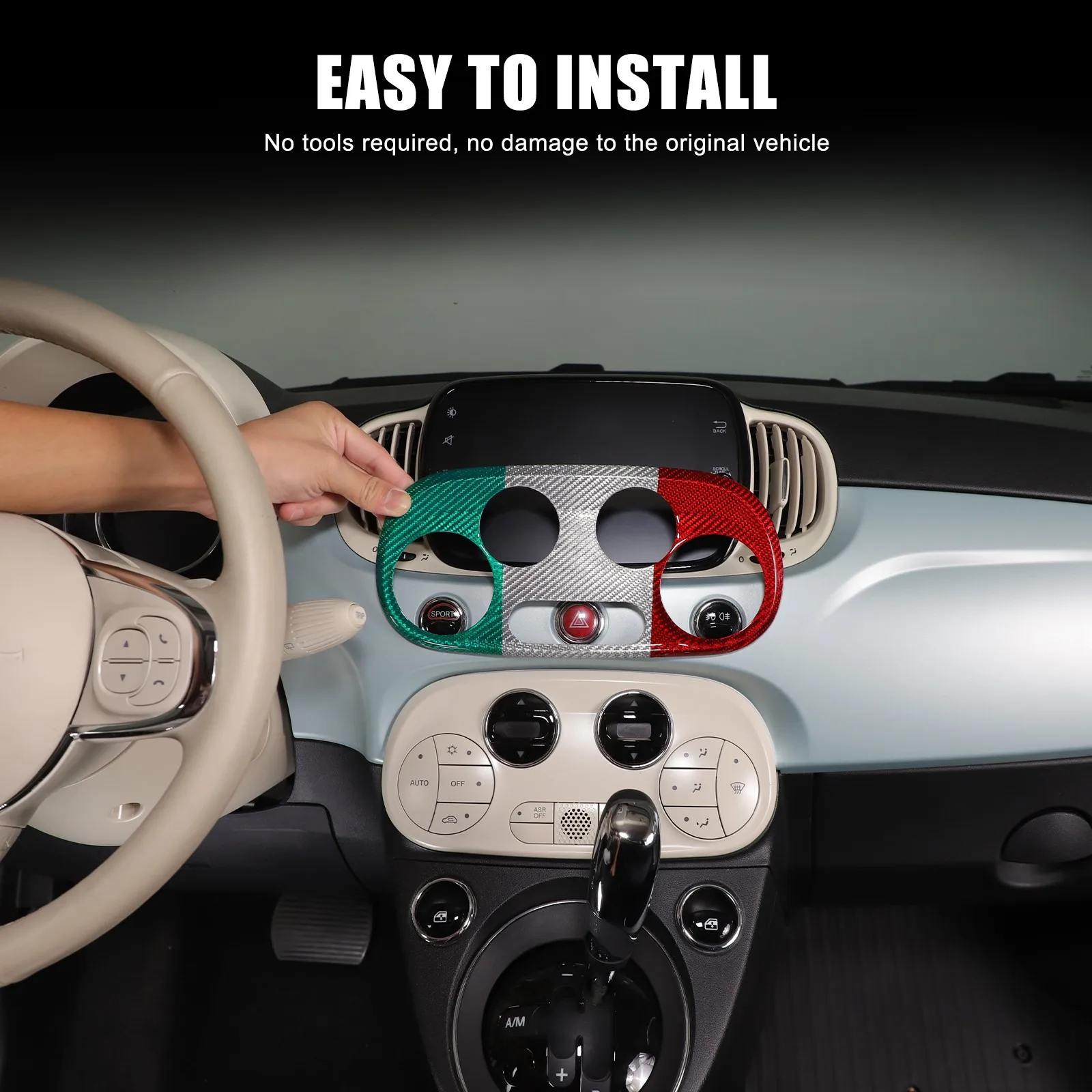 

Carbon Fiber Car Air Conditioning Adjustment Switch Button Frame Decorative Cover Trim For Fiat 500 595 Abarth 695 2016-2024