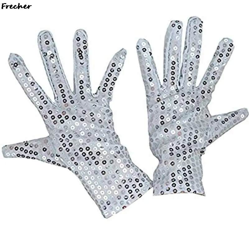 1 Pair Night Club Sequin Gloves Performance Dance Stage Mittens Cosplay Costume Women Men Fashion Shiny Gloves Party Dress Up