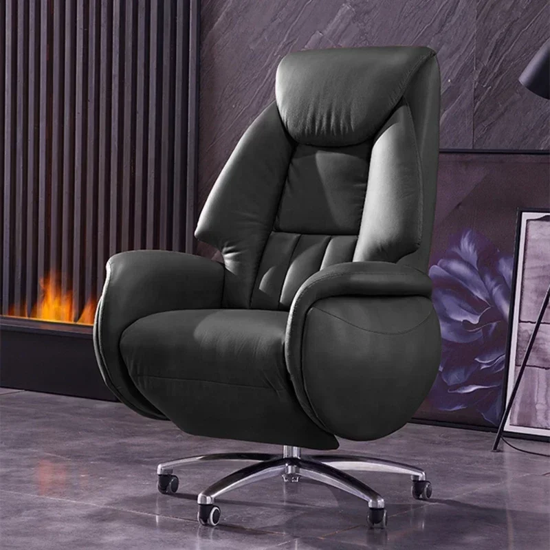 High Quality Modern Luxury Adjustable Recliner Swivel Manager Executive Ergonomic Real Genuine Leather Office Chair with Massage