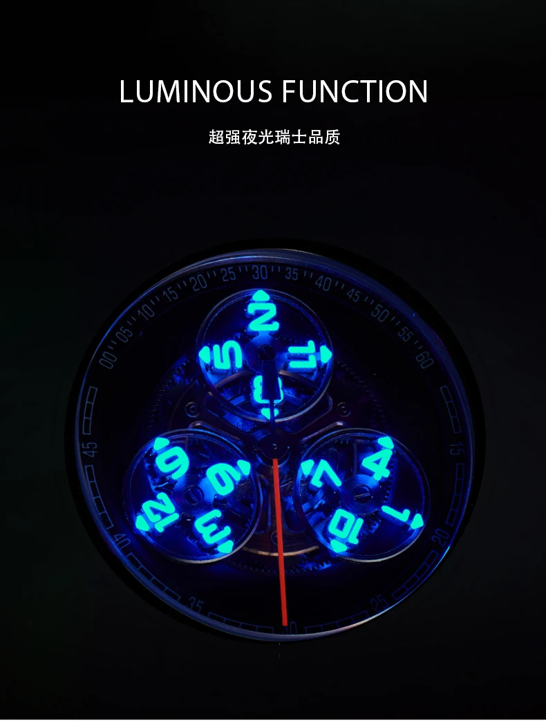 OBLVLO – montre de luxe pour hommes, 42MM, automatique, mécanique, squelette lumineux, Vintage, étanche 50m, miroir saphir