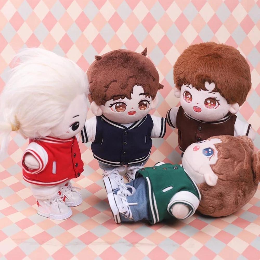 

20cm Plush Doll Clothes Mini Doll Outfit Baseball Jacket Dress Up Doll Accessories Sitting Party Changing Dress Game DIY Toys