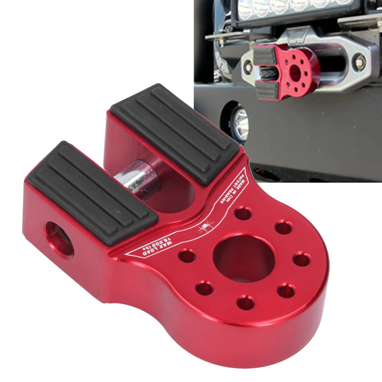 

Flat Winch Shackle Mount 16000lb Loading with Rubber Side Guard Aluminium Alloy Universal for UTV SUV Pickup