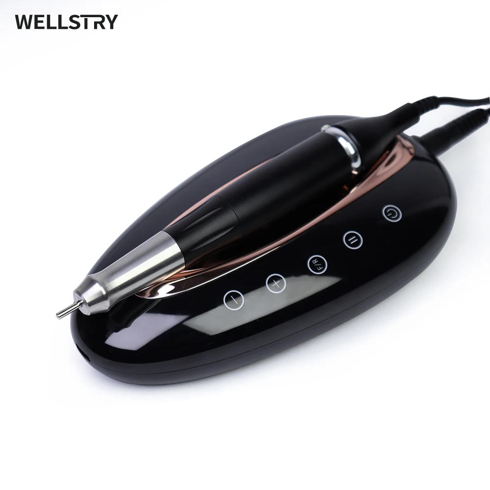 WELLSTRY Esmeril Para Unas Profesional Pulidora Unas 40000RPM Portable Rechargeable Cordless Electric Brushless Nail Drill