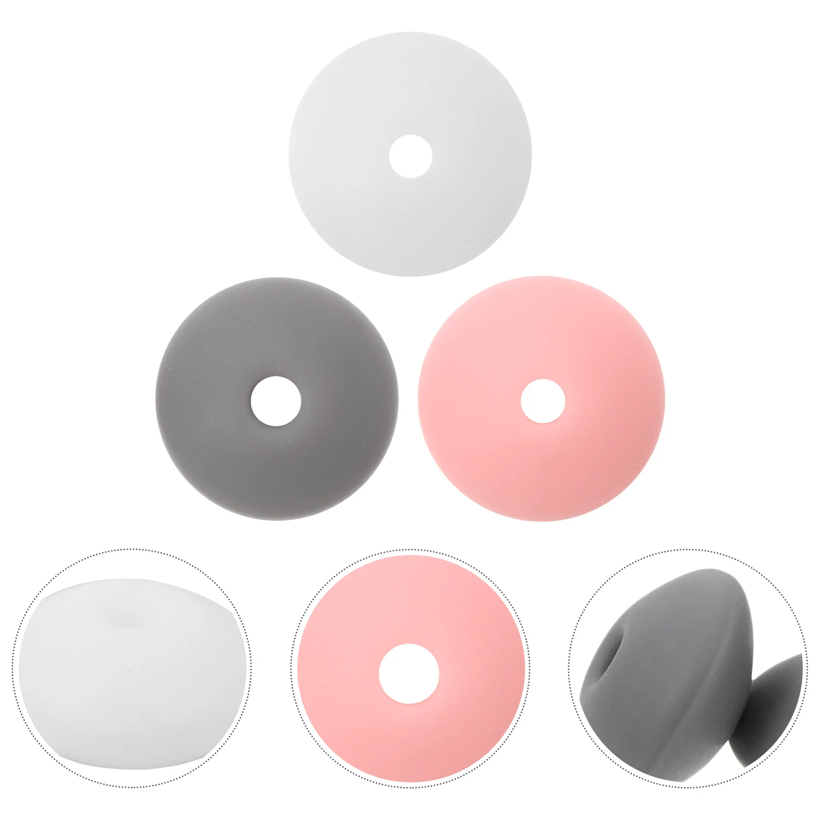 60 Pcs Baby Silicone Beads Teether DIY Teething Toy Bracelet Loose Pacifier Holder Clip