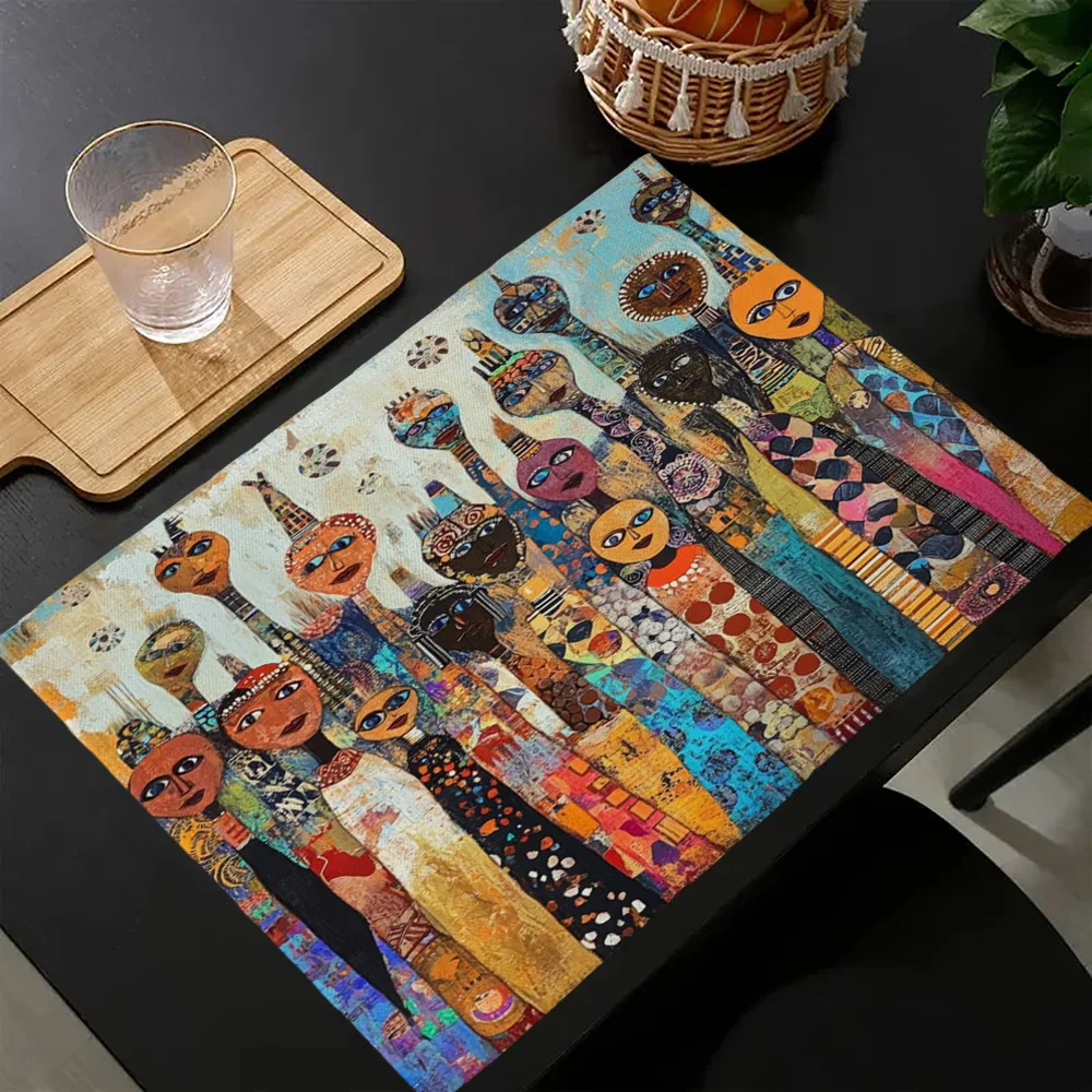 African Face Art Print Placemat, Heat-Insulating & Stain-Resistant, Home Kitchen & Dining Room Placemat