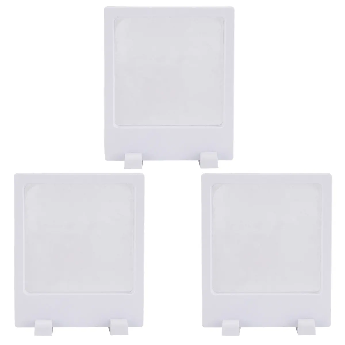 

3pcs Transparent Pe Film Jewelry Display Holder Case Rack For Shop Mall Table Top Window Display Square Foot White Base Durable