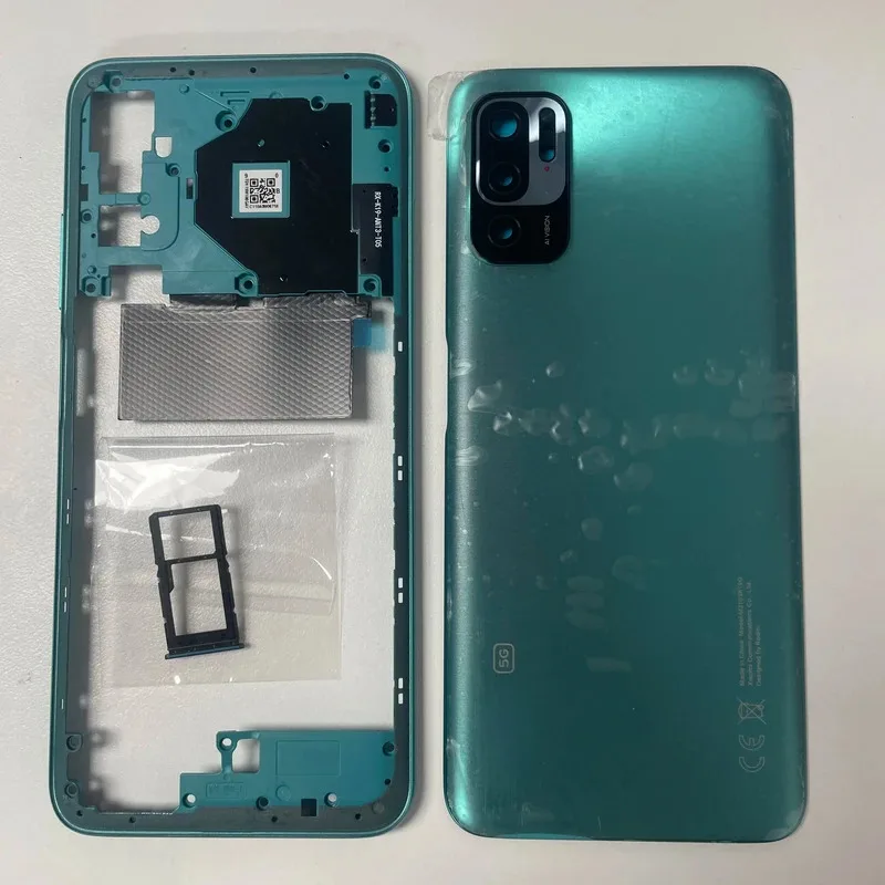 

Full Housing For Redmi Note 10 5G phone Back Lid Housing Middle Frame with Camera Lens Sim Card Parts