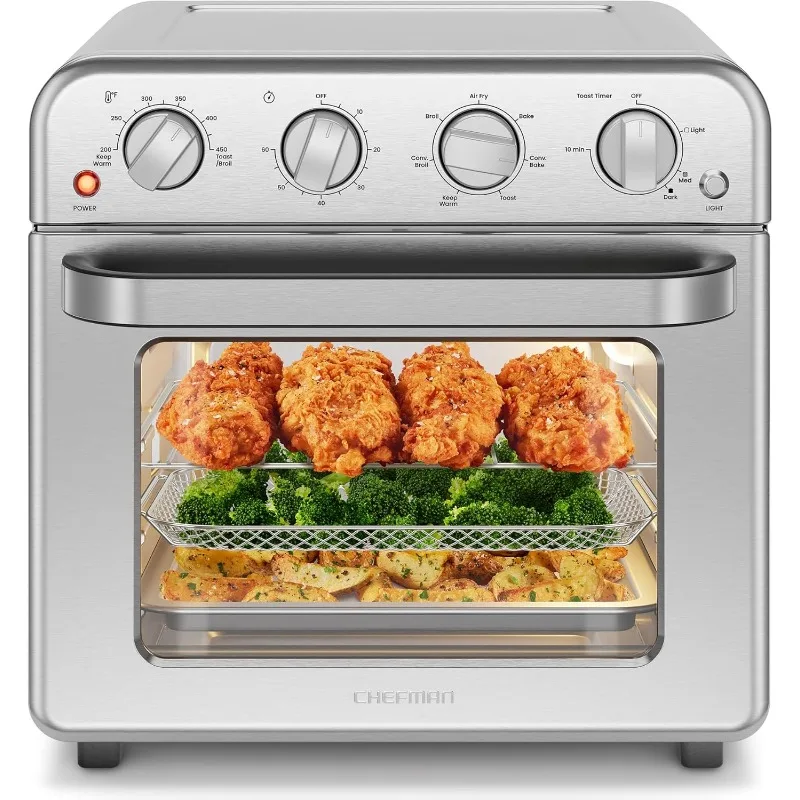 7-in-1, Convection Oven Countertop Extra Large 19 Quart Oven Air Fryer, Cook a 10-Inch Pizza, 4 Slice Toaster, Integrated Timer