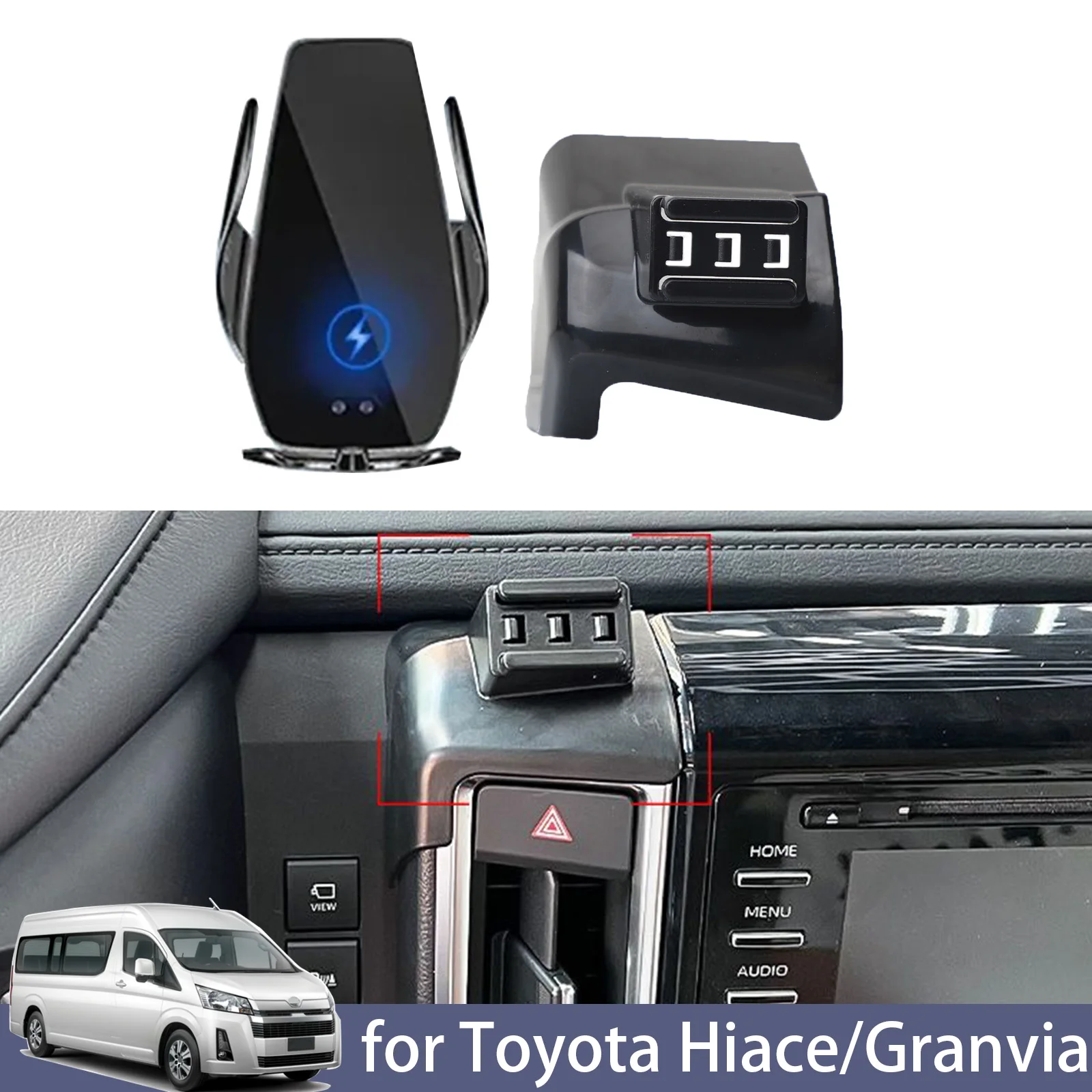 

for Toyota Hiace Granvia Car Phone Holder 2019-2020 Screen Navigation Bracket Clip Base Magnetic Energy Wireless Charging Rack