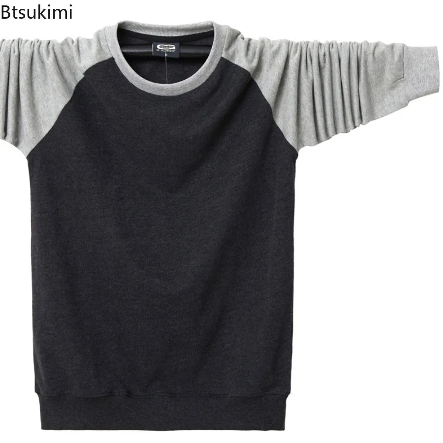 Plus Size 6XL Men's Clothing Autumn Winter New Long Sleeve Fleece Lining Warm Hoodies Fashion Color Blocking Casual Sweatshirts